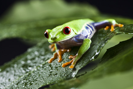 绿色小青蛙摄影照片_青蛙、 小动物红眼睛