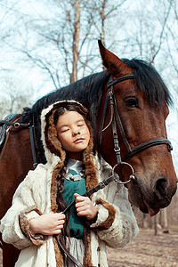 Mongolian girl with horse