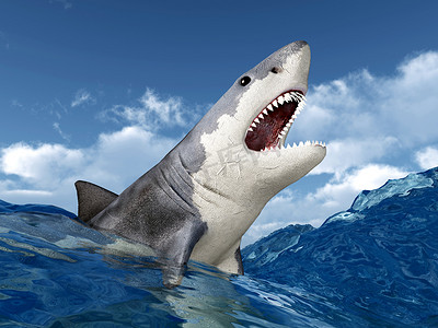 噬人鲨摄影照片_大白鲨