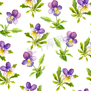 无缝的浪漫纺织纹理与紫中提琴花