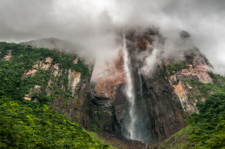 天使头箍摄影照片_世界上最高的瀑布，委内瑞拉的天使瀑布