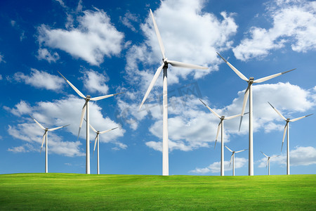 风力涡轮机农场，可替代能源