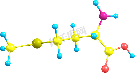 氢分子摄影照片_甲硫氨酸酸分子上白色孤立