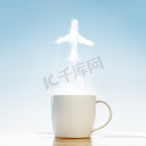 咖啡杯与飞机符号 