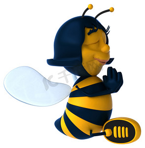 傣族卡通摄影照片_有趣的蜜蜂保持镇静