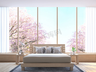 居室背景摄影照片_现代居室装饰房间用木材 3d 渲染图像