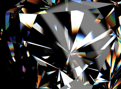 宝石闪耀摄影照片_3d 插图的黄金与钻石环。珠宝背景