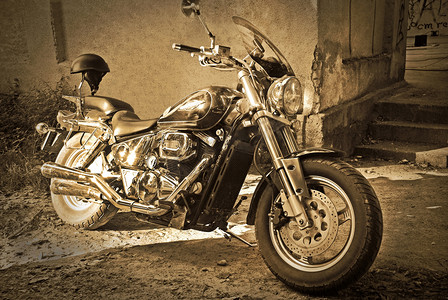 油复古摄影照片_老式摩托车