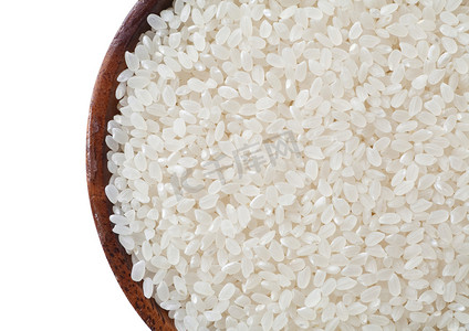 白色干生米堆在碗里
