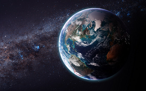 环球报摄影照片_从空间显示所有他们的美丽地球。非常详细的图像，包括由美国国家航空航天局提供的元素。其他方向和行星可用.