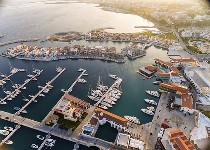 塞浦路斯利马索尔滨海的鸟瞰图