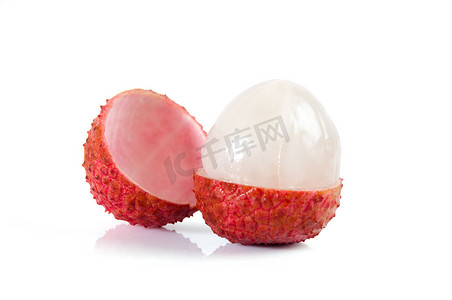 objects摄影照片_Litchi isolated on white background 