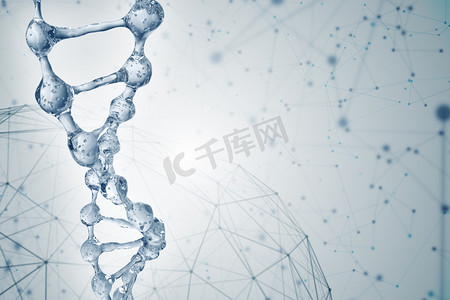 医疗分子摄影照片_水从 Dna 分子模型三维图.