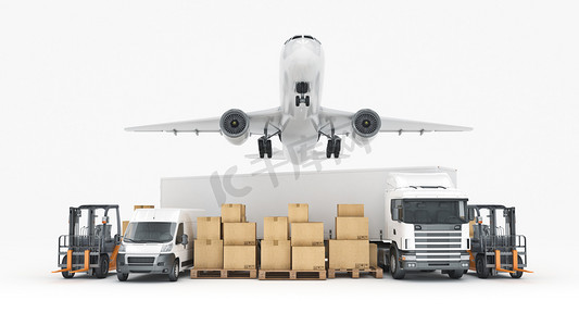 世界宽货物运输概念。3d 渲染