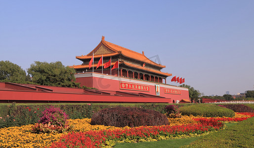 背景纪念碑摄影照片_国庆节标志性的天安门城楼北京中国