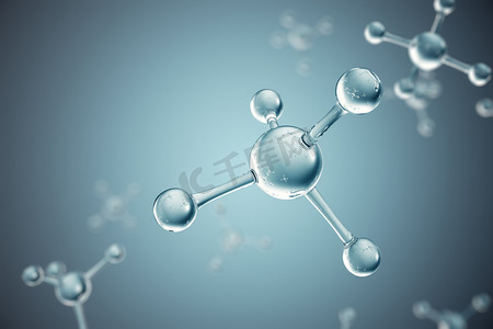 午托传单摄影照片_3d 插图分子。原子 bacgkround。横幅或传单的医学背景。分子结构在原子水平上.