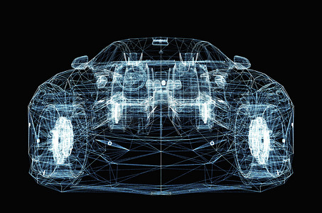 由发光线和点组成的抽象汽车