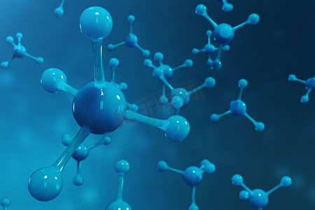3d 渲染分子。原子 bacgkround。横幅或传单的医学背景。分子结构在原子水平上.
