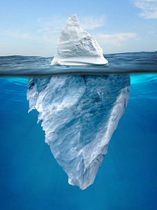 environmental摄影照片_冰山在水里飘浮的尖端