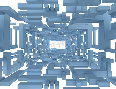 抽象建筑隧道概念。3d 渲染插图