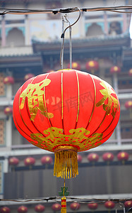 在中国农历新年春节期间红灯笼