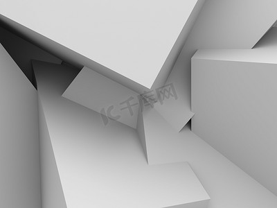 色块抽象摄影照片_抽象的白色块结构墙体 