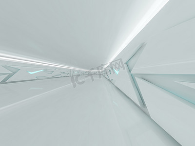 摘要现代建筑背景,空旷空旷的室内空间.3D渲染