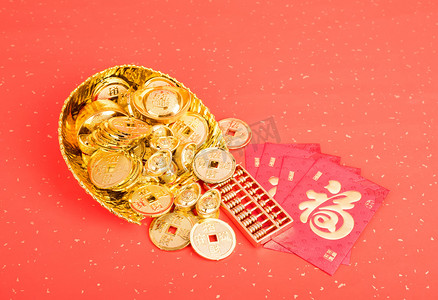 中国新年饰品--金锭、橙、金币、金银
