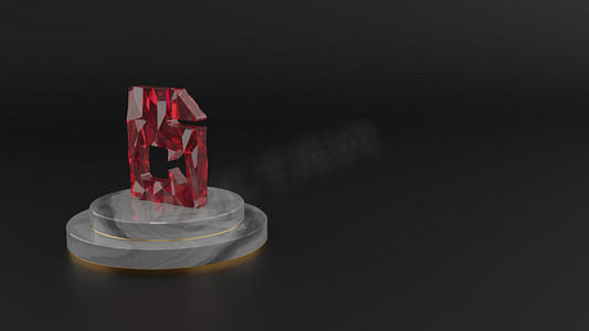 文件视频图标红色宝石符号的3D渲染
