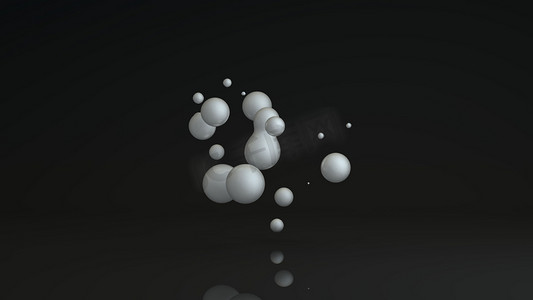 太空中的白色液体滴和失重混合在一起.