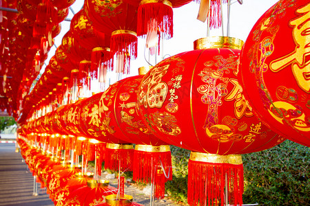 节日灯笼摄影照片_唐人街的中国新年灯笼