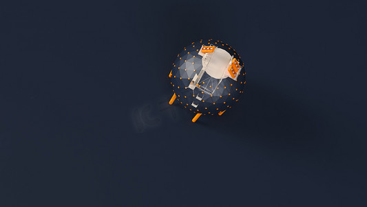 Blue Orange White Moon Base Geo Dome Structure 3d Illustration 3d rendering