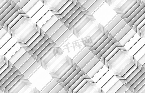 3d 渲染。抽象 现代白色几个几何平行形状图案线壁背景.