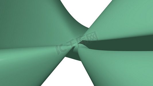 中海绿色曲线几何图案的混沌3D抽象背景，具有照明和阴影，适用于需要彩色区域的各种应用。插图和黑色