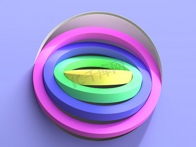 产品演示用简易圆形彩色讲台3D渲染 