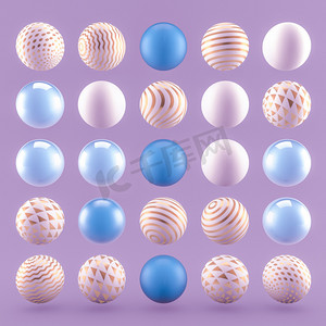 几何背景紫色摄影照片_紫色几何背景与球。 3D说明，3D渲染.