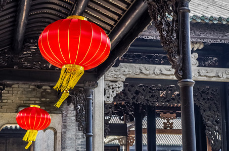 唐代汉服摄影照片_中国历史建筑上的红灯灯