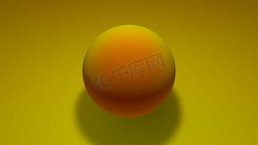 几何黄摄影照片_完美黄色球的3d插图。亮黄色表面上的球体。3d渲染对象几何的单调色彩，未来背景，抽象。桌面壁纸.