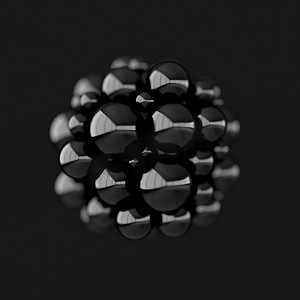 抽象几何背景与光泽球，原始形状