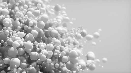 3D球体的背景。现代塑料糊状泡沫。科学物理的概念纳米抛光球