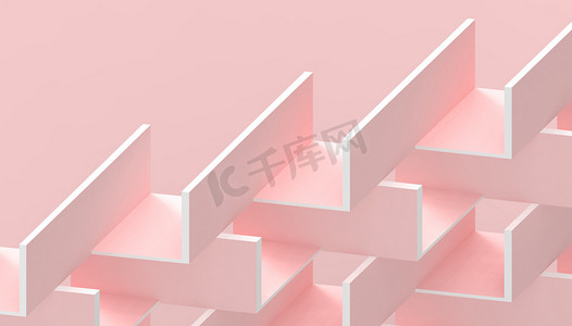 摘要建筑背景与创意.红色3D渲染上的现代几何正方形
