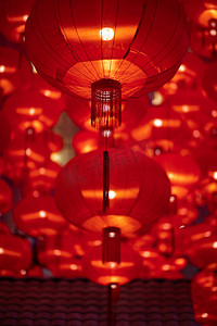 中国农历新年装饰的传统红灯笼.