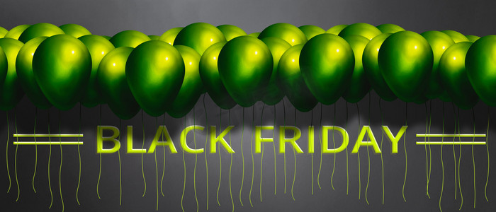黑色星期五销售带有色彩艳丽气球的宣传横幅。 黑色 