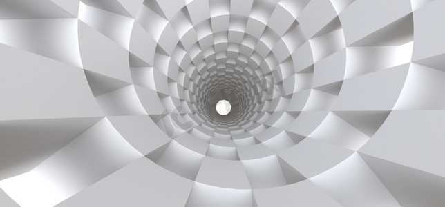 长白色隧道作为您的设计的抽象背景。3d 幻名.