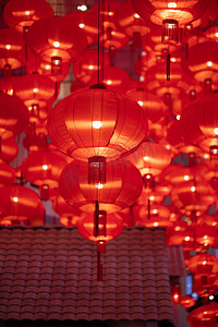 中国农历新年装饰的传统红灯笼.