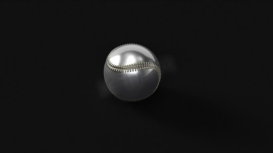棒球3d模型摄影照片_银色棒球 3D 插图 3D 渲染 