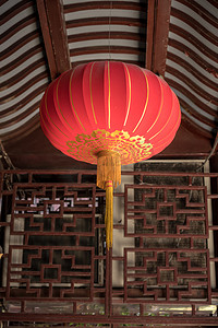 节日灯笼摄影照片_上海豫园或豫园的红色中国灯笼