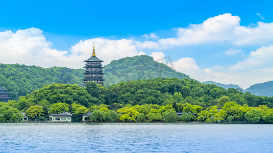 杭州北高峰摄影照片_杭州西湖秀丽的风景