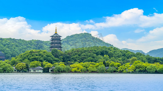 杭州亚运主场馆摄影照片_杭州西湖秀丽的风景