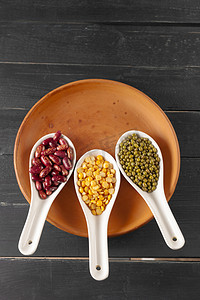 mixed dried beans on background